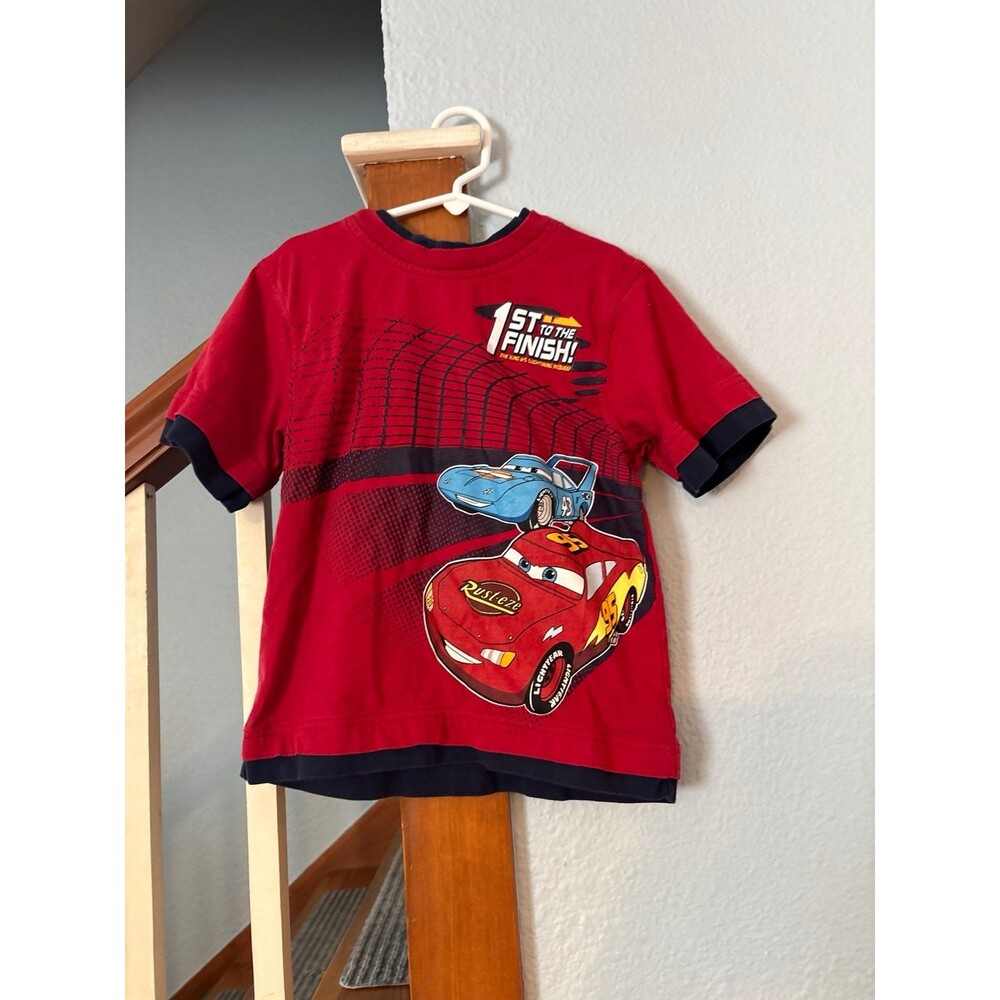 Disney Cars Lightning McQueen king "1st to the Finish" T-Shirt vintage Y2K 5 6